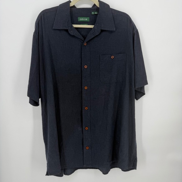 Orvis Other - Orvis Hemp Blend Button Down Shirt Mens XL Blue Classic Fit Short Sleeve